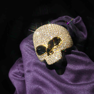 다이아몬드 테스터기 통과 힙합 D 컬러 VVS 블링 모이사나이트 아이스드 아웃 에나멜 스컬 반지, 925 스털링 실버 GRA 남성 파티용 - Product Image 3