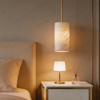 Luminaire suspendu en albâtre avec abat-jour cylindrique, lampe suspendue décorative moderne