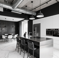 Lemari Dapur Modern Custom-Built Balom Tipe Island RTA Papan Melamin Warna Sesuai Pesanan Engsel Interior Dapur Modern