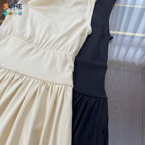 Vestido Elegante de Algodón con Cuello Redondo para Mujer, Sin Mangas, Cintura Fruncida, Estilo Swing, MOQ Bajo, Fabricación Personalizada - Product Image 6
