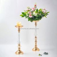 Support de Bougie en Métal Doré Personnalisé avec Tige en Acrylique Transparent pour Centre de Table, Idéal pour Mariages, Événements et Décoration Intérieure (Vente en Gros)