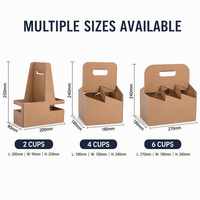 Boîtes de transport en carton personnalisées pour boissons chaudes ou froides, café, thé, avec poignée, pour emporter, en packs de 2, 4 ou 6.
