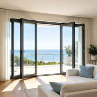 Ventana Vertical Abatible con Manivela, Diseño Moderno con Rejilla, Ventanas de Repuesto para Sala de Estar, Aislamiento Térmico, Directo de Fábrica