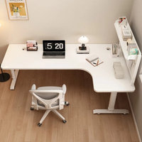 Bureau d'angle en forme de L, bureau d'ordinateur de chambre à coucher, bureau de travail, bureau avec panneau perforé d'angle relevable, bureau d'étude