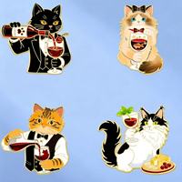 Groothandel grappige cartoon barman voor fruit emaille zinklegering voor badge broche schattige student rugzak etui