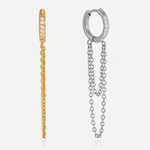 Pendientes de aro de acero inoxidable con borlas y cadena colgante para ropa de playa, joyería para mujer - Product Image 1