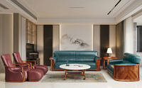 Ensemble de canapés en bois massif Ujinwood avec revêtement en cuir synthétique, design minimaliste réglable, bonne qualité