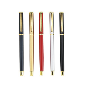 Metal Gel <b>Pen</b> 0.5mm Black With <b>Gold</b> Trim Promotional Office Stationery Gift Set Customizable Engraving Logo For Business - Product Image 2