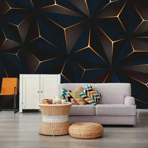 Tùy chỉnh hiện đại dòng vàng trừu tượng <span class=keywords><strong>3D</strong></span> hình ảnh hình nền bức tranh tường không thấm nước tự làm cho phòng khách sofa TV nền Mall/bệnh viện - Product Image 1