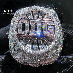 Bague de mariage et de championnat pour homme en or massif 9-18K, style hip-hop, avec lettre personnalisée, diamant rond et taille baguette cultivé en laboratoire certifié IGI - Product Image 1