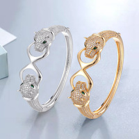 Bracelet double tête de léopard lisse en forme de U pour femmes Bracelets de mode à la mode Bijoux Bague Bracelet