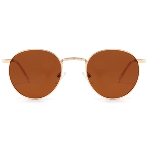<b>Round</b> <b>Sunglasses</b> Full Rim Metal <b>Frame</b> Brown Lenses UV400 Protection Unisex Adult - Product Image 1