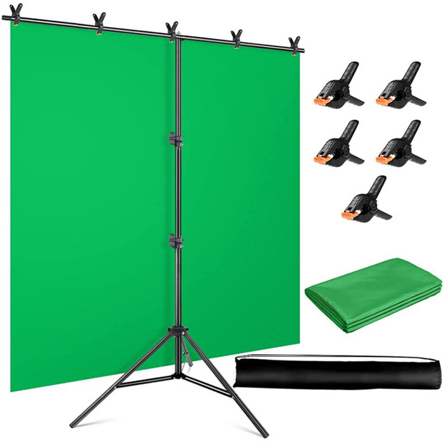2*1.5m T-shaped Photography Background Stand Backdrop Crossbar Bracket Kit Photo Studio With Background Clips
