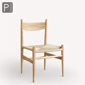 เก้าอี้รับประทานอาหารไม้เนื้อแข็งแบบนอร์ดิก Ch36เก้าอี้เชือกถักเก้าอี้ร้านอาหารครอบครัวสันทนาการ