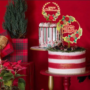 Adorno acrílico para pastel de Navidad con estampado de flores y dulzura, para decoración de repostería navideña - Product Image 3