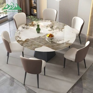Ensemble de salle à manger extensible pivotant Wayon moderne, <span class=keywords><strong>table</strong></span> et chaises rotatives pour utilisation dans les projets de villas - Product Image 3