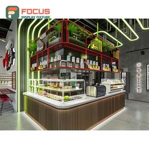 Mostrador de Servicio para Cafetería, Acabado en Madera Laminada, Área de Exhibición de Botellas de Sirope, Mostrador de Servicio para Barista - Product Image 3
