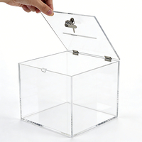 Plexiglas-Spendenbox, Transparente Acryl-Wohltätigkeits- und Donationsbox 20*20*20CM mit Schloss