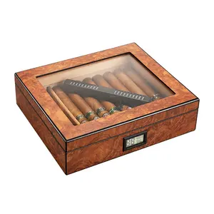 Portable Cedar Wood Charuto Humidor Travel Cigar Case com Umidificador Higrômetro Cigar Storage Box