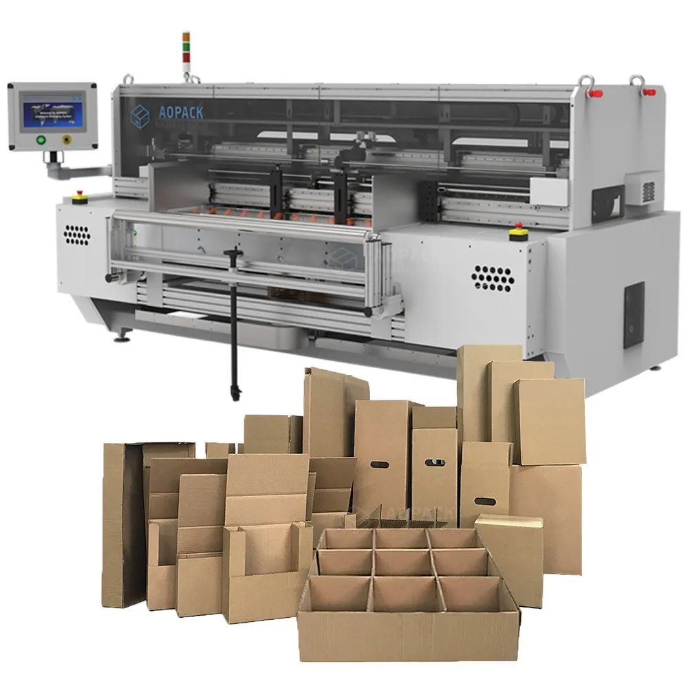 Aopack Slitting Slotting Kleben Drucken Short Run Compact Maker Machine Voll automatische Maschine zur Herstellung von Wellpappe