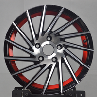 Jantes en alliage sport noir brillant usiné avec rebord intérieur rouge, fournie directement par l'usine, 14 15 16 17 pouces, 5x100 5 10x114.3 TunerRims