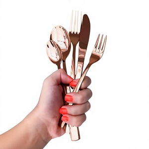 Luxury <b>gold</b> coated metal cutlery set for anniversary dinner celebration wedding event and special festive gathering - Product Image 1