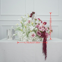 Composition florale artificielle pour allée de mariage, centre de table blanc et rouge bordeaux pour événements, banquets et séances photo