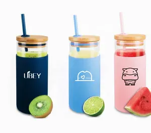 Botella de agua grande aislada de vidrio borosilicato con tapa de bambú vaso de burbujas para beber personalizado para niños bolsa portátil