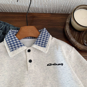 Nouvelle collection automne 2025 : <span class=keywords><strong>Sweat</strong></span>-shirt décontracté pour garçons, ensemble deux pièces à col <span class=keywords><strong>double</strong></span>, style polo, tendance et polyvalent - Product Image 3