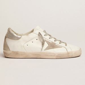 Vintage Star Pattern Genuine <b>Leather</b> <b>Sneakers</b> Breathable Lightweight Lace Up Walking Shoes Fashion Outdoor Casual Shoes - Product Image 2