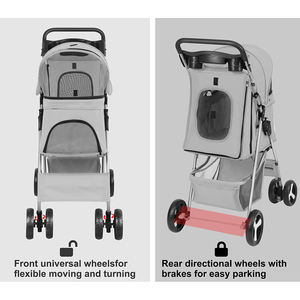 Haute qualité pliant à <span class=keywords><strong>quatre</strong></span> roues facile à pied transporteur de voyage chariot poussette pour animaux de compagnie pour chats chiens - Product Image 5