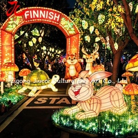Lanterne géante en soie faite à la main, thème tortue et lapin, lanterne animale de conte de fées, affichage lumineux extérieur en groupe, taille personnalisée, décoration de conte de fées