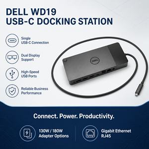 ฮับ USB WD19 12 in 1 Thunderbolt 3 สำหรับ <span class=keywords><strong>Dell</strong></span> WD19 แท่นวางแล็ปท็อปสำหรับจอภาพ 4K - พร้อมอะแดปเตอร์จ่ายไฟ 130W สำหรับแล็ปท็อป - Product Image 1