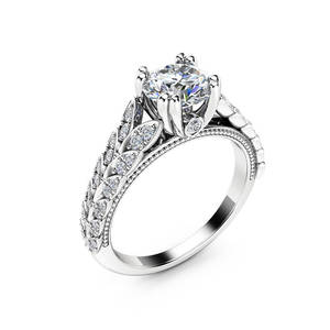 Anello da Donna con Doppia Fila di Foglie e Micro Incastonature di Zirconi, Elegante Gioiello per Uso Quotidiano e Feste - Product Image 1