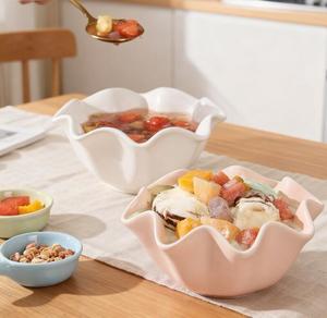 Tazón de Porcelana Creativo para Servir Ensalada de Frutas, Tazón de Cerámica con Relieve para Arroz, Sopa, Ramen, Vajilla para Hoteles y Restaurantes - Product Image 4