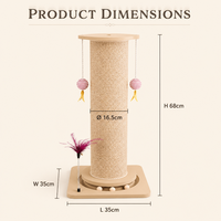 Griffoir pour chat en bois massif et sisal, Centre d'activités Colonne Romaine, Plateau tournant, Jouets suspendus, Baguette à ressort, Vente en gros OEM