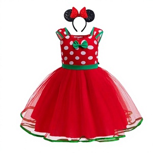 BAIGE Nuovo <span class=keywords><strong>Vestito</strong></span> Principessa Mickey <span class=keywords><strong>Minnie</strong></span> a Pois per Bambine, Abito Estivo con Colletto a O e Pizzo - Product Image 2