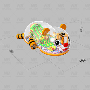 Parque de Juegos Inflable con Temática de Dibujos Animados, Carpa de Burbujas Transparente con Forma de Cerdo, con Pelotas de Océano, Parque Inflable de Burbujas - Product Image 6
