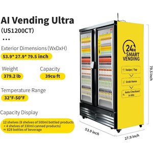 Haha Large <b>Refrigerated</b> Vending Machine Double Door Smart Cooler With Pos Nfc Payment Freestanding Upright Cabinet - Product Image 2