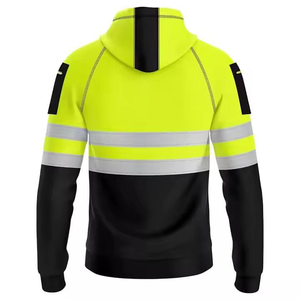 Safety Workwear High Visibility ANSI Class 2 <b>Reflective</b> Logo Cotton Hoodie Sweatshirt for <b>Men</b> Warmer Security Uniform <b>Jacket</b> - Product Image 5