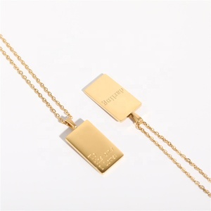 Personalizzato inciso amato magic darling ciondolo geometrico in acciaio inossidabile 18k PVD placcato oro collana a catena a maglia regalo di gioielli da donna - Product Image 3