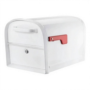 Boîte à lettres murale en métal galvanisé de couleur blanche élégante Design moderne parfait pratique organisation de la maison de dépôt de courrier - Product Image 5