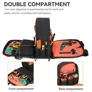 BSCI Factory Multi Pocket Outdoor Shoulder Bag Hardwear Organizer Storage Travel Electrician Tactical Tool Backpack