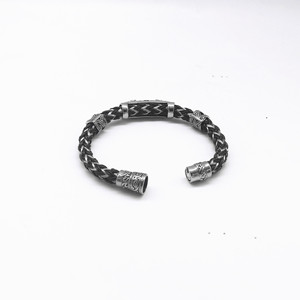 yunnique Men's Tibetan Silver Braided <b>Leather</b> <b>Bracelet</b> Animal Zodiac Design Gift Jewelry - Product Image 3