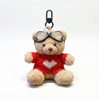 Vente en gros de porte-clés lumineux en peluche ours de dessin animé créatif, design anime portable, pendentif pour sac d'étudiant, poupée de machine à griffes, ours en peluche