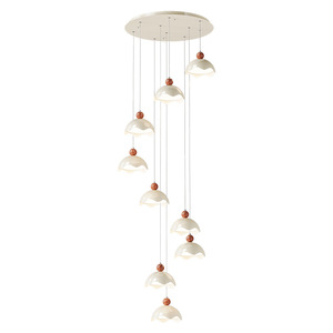 Minimalist Chandelier With Creamy Design Multi Head <b>Led</b> Lights For Mid Rise Duplex Villa Living Room - Product Image 3