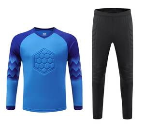 Set Jersey kiper sepak bola profesional, celana pendek desain baru lengan panjang 100% poliester cepat kering kualitas tinggi - Product Image 2