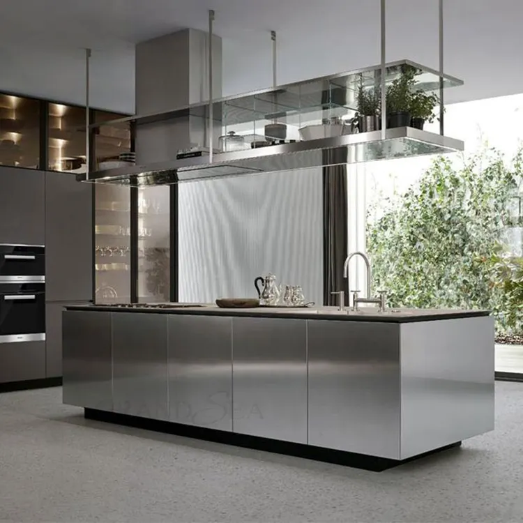 Cucina e bagno Design moderno metallo laminato lucido armadi da cucina