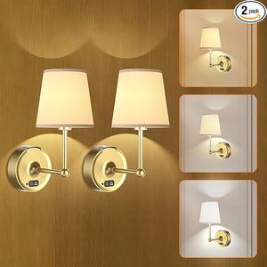 ชุดโคมไฟติดผนังแบบถอดแบตเตอรี่ได้ 2 ชิ้น สีทอง ปรับความสว่างได้ ชาร์จไฟได้ ไร้สาย พร้อมรีโมท สำหรับห้องนอน ห้องนั่งเล่น - Product Image 2
