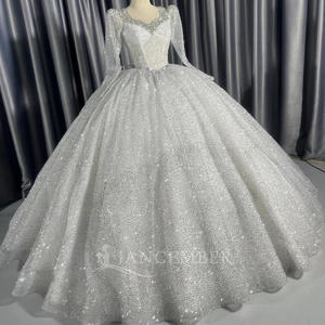 Robe de mariée élégante, robe de mariée ornée de sequins et de perles, robe de soirée en dentelle, robe de soirée Nigéria Lscm11 Jancember - Product Image 6